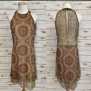 110. Joseph Ribkoff Elegant Patterned Sleeveless Dress